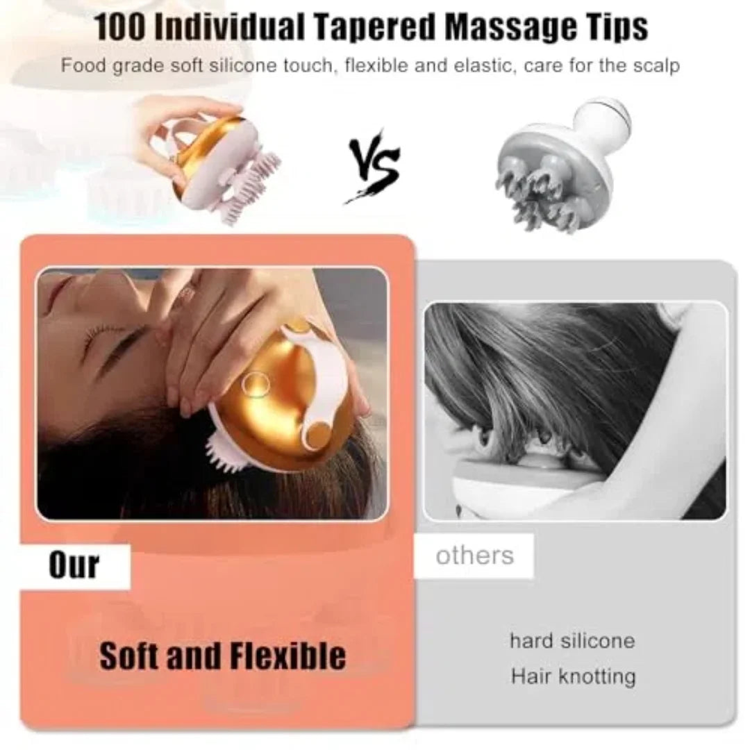 Scalp Massager Hair Growth,Electric Head Massager with 8 Removable Massage Claws Cat Massager(Gold)