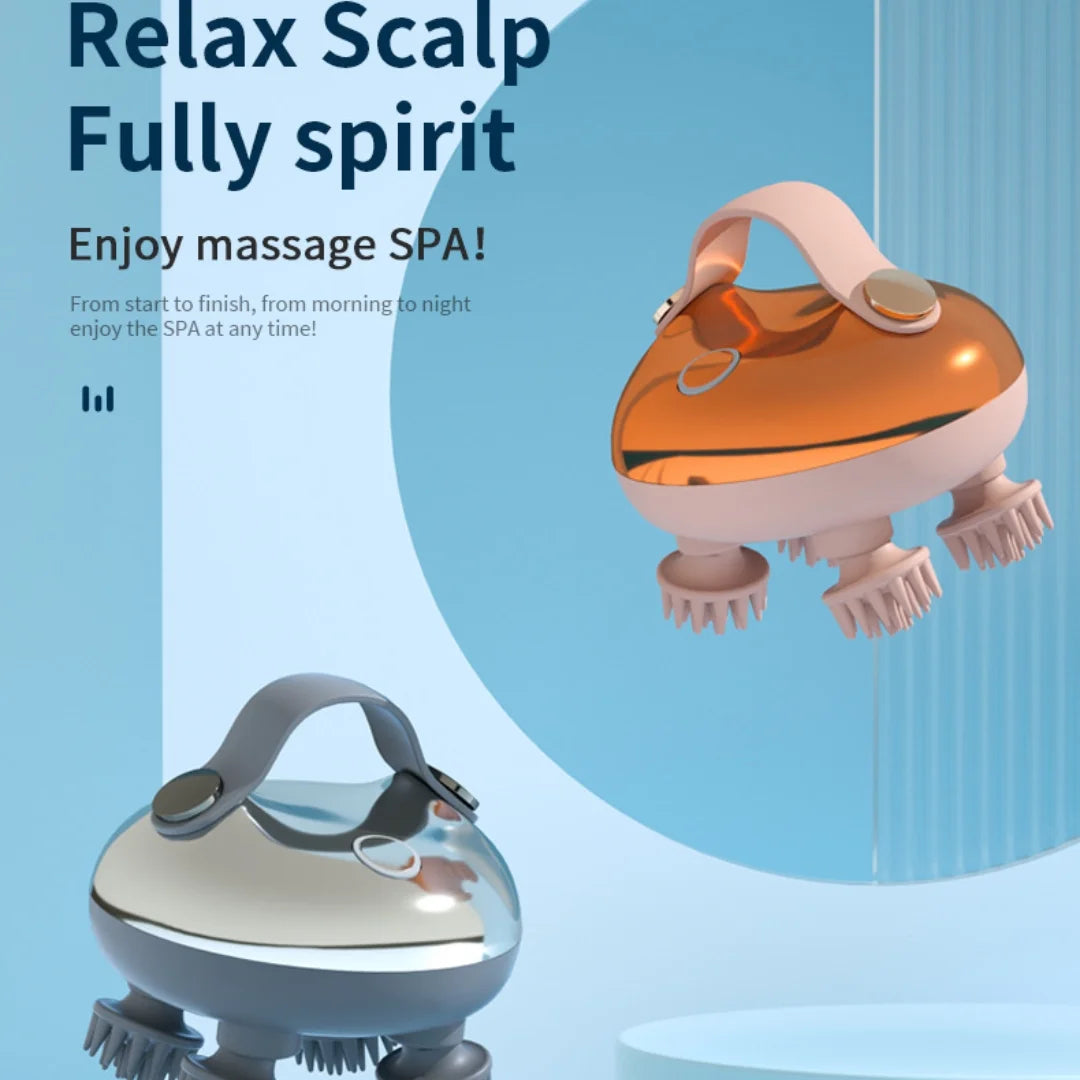 Scalp Massager Hair Growth,Electric Head Massager with 8 Removable Massage Claws Cat Massager(Gold)