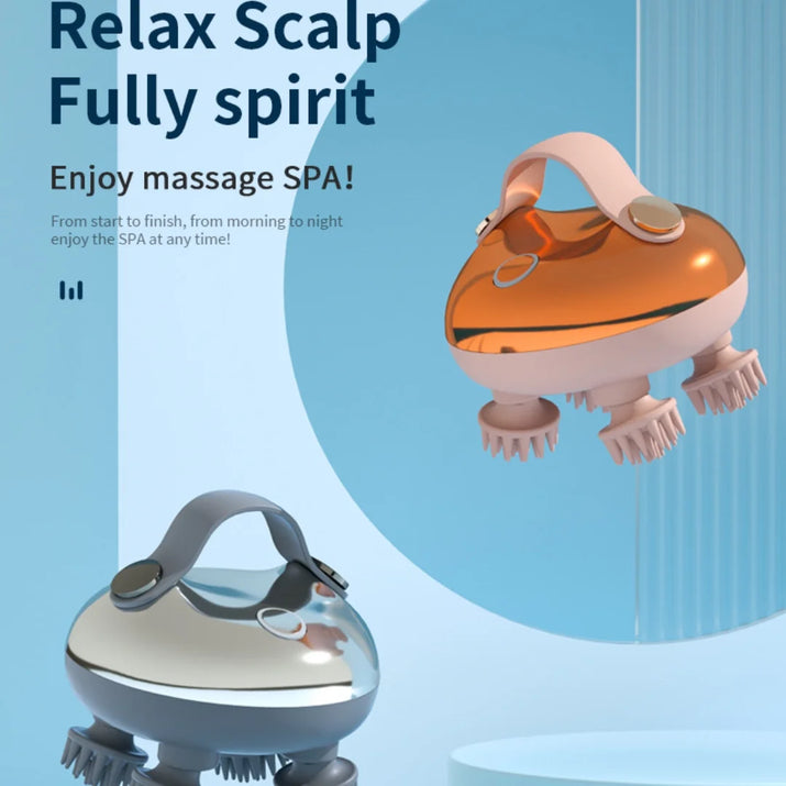 Scalp Massager Hair Growth,Electric Head Massager with 8 Removable Massage Claws Cat Massager(Gold)